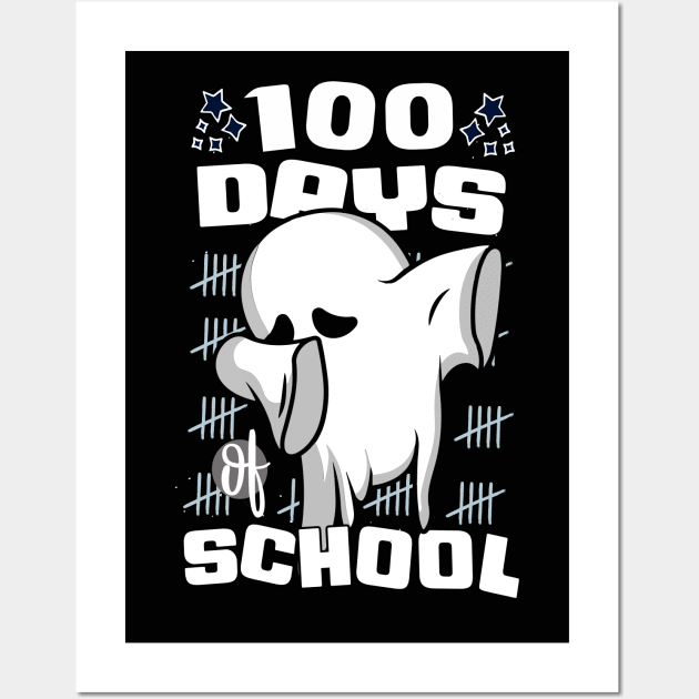 100 days of school featuring a Cute dabbing ghost #3 Wall Art by XYDstore